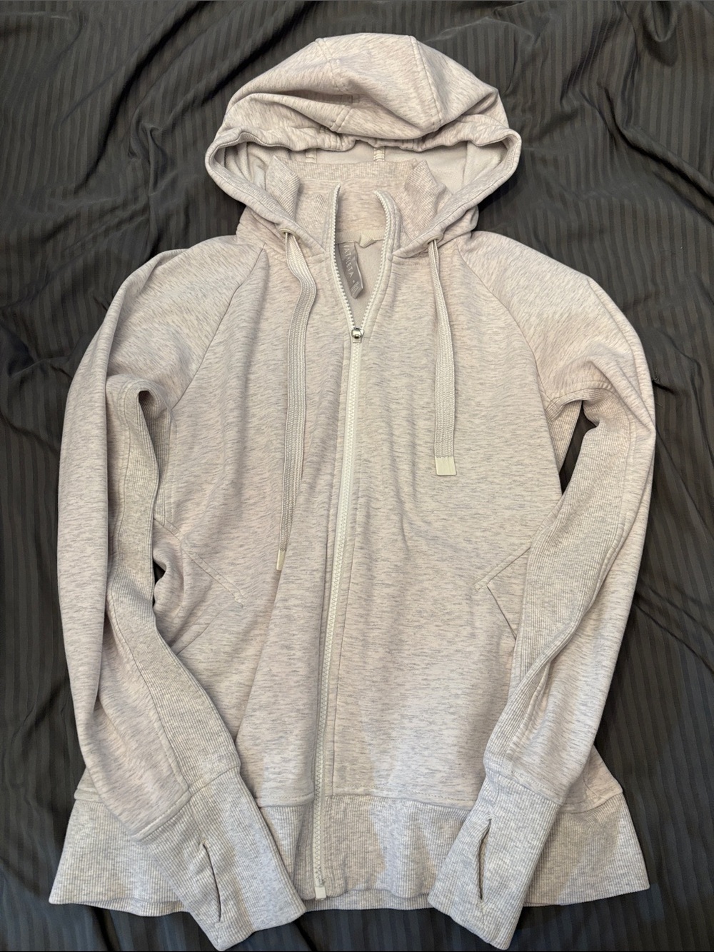 Athleta Heather Light Gray Zip-Up Hoodie
